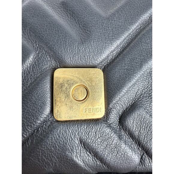 Fendi Mini Zucca Embossed Black Leather Baguette Satchel - Picture 11 of 16